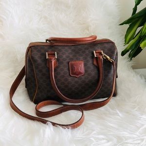 Vintage Celine Macadam Leather Crossbody Handbag